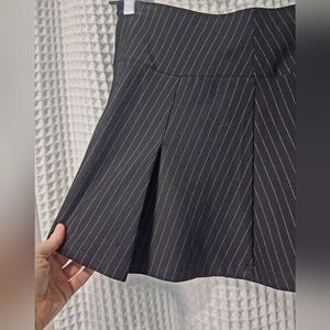 Black Pinstripe Mini Skirt - Classic Office Style